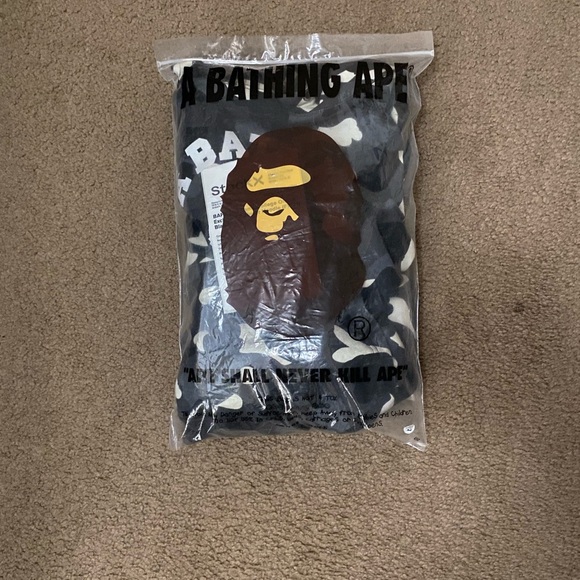 Bape City College Online Exclusive Pullover Hoodie Black and White Men's Sweater